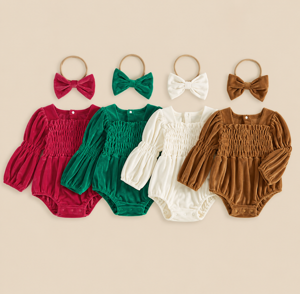 Cherie Velvet Long Sleeve Romper