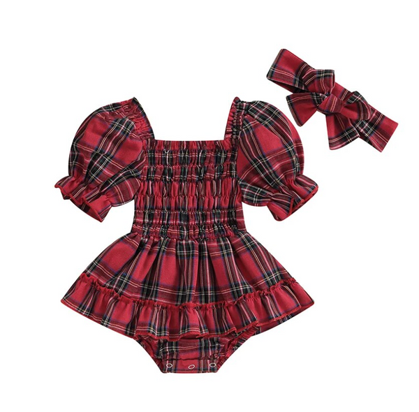 Carol Red Plaid Baby Onesie Dress