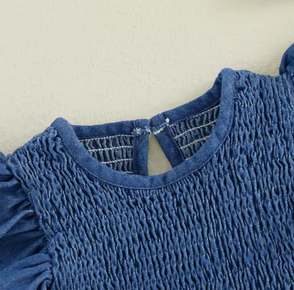 Casey Smocked Chambray Romper