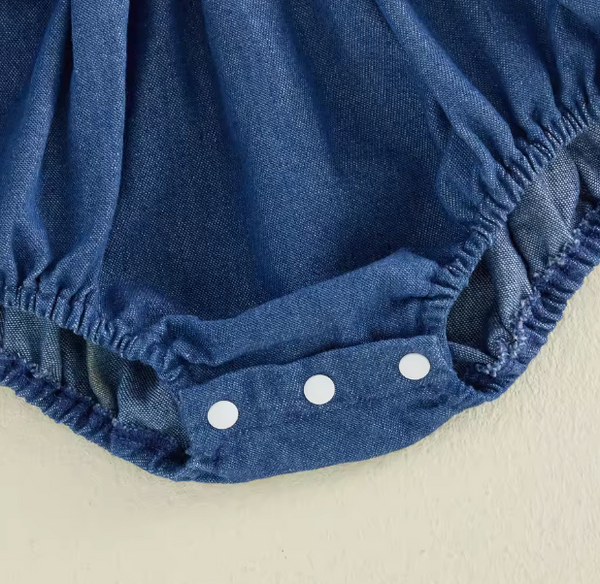 Casey Smocked Chambray Romper