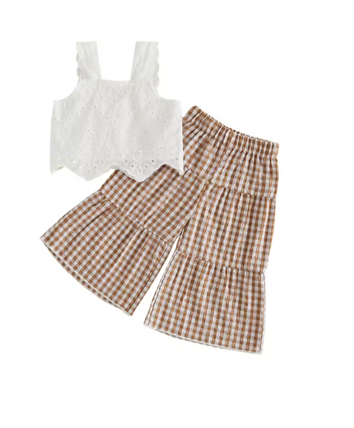 Vivian Eyelet Wide Leg Pant Set