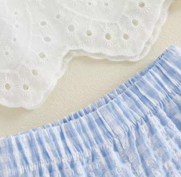 Vivian Eyelet Wide Leg Pant Set