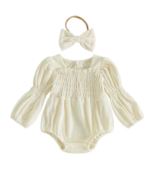 Cherie Velvet Long Sleeve Romper