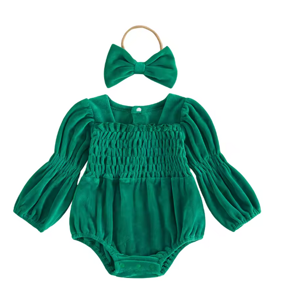 Cherie Velvet Long Sleeve Romper
