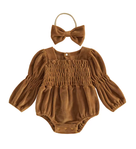 Cherie Velvet Long Sleeve Romper