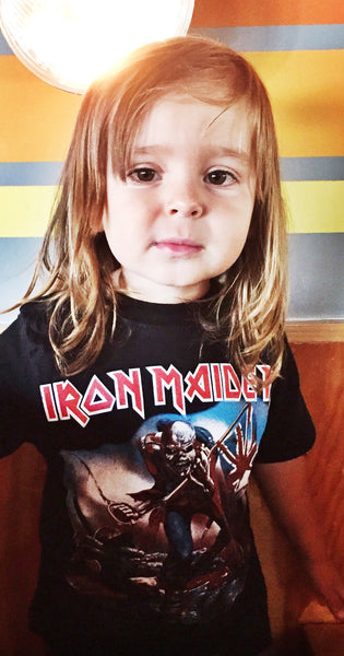 Black Iron Maiden Music Tee for Boys Girls Children Kids Toddler Baby Infant Clothing