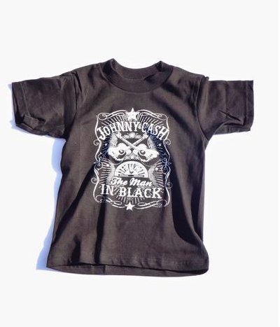 Black Johnny Cash Tee for Boys Girls Kids Toddler Children Infant Baby Unisex Clothes