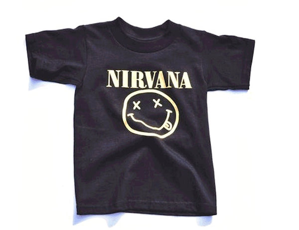 Nirvana Black Yellow Unisex Boys Girls Kids Children Toddler Baby Infant Tee Clothes