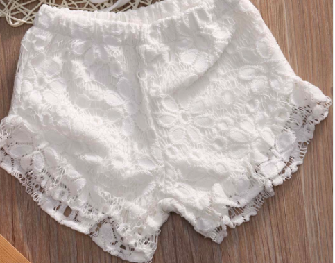 White Crochet Ruffle Shorts Girls Kids Toddler Children Infant Baby Clothes