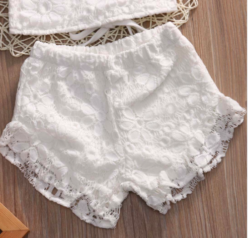 White Crochet Ruffle Shorts Girls Kids Toddler Children Infant Baby Clothes