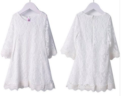 knee length dresses for ladies Olivia Toddler Lace Dress with Ruffle Sleeves main image 1