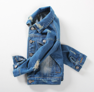 Destructed Oversized Blue Denim Jacket  Unisex Boys Girls Kids Toddler Children Infant Baby Clothes