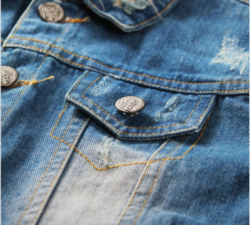 Destructed Oversized Blue Denim Jacket  Unisex Boys Girls Kids Toddler Children Infant Baby Clothes