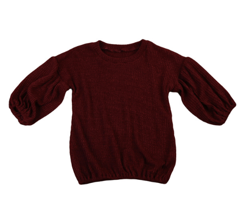 Burgundy Bell Sleeves Sweater
