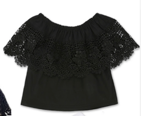 Beatrice Black Crochet Off Shoulder Top