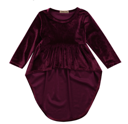 Lorde Burgundy Velvet High Low Tunic