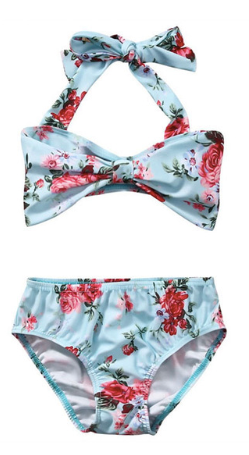 Adeline Bow Front Blue Floral Bikini