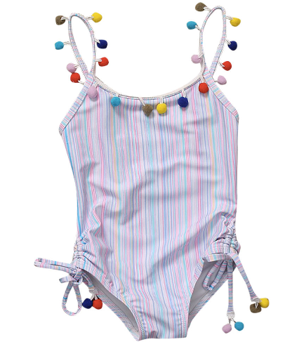 Coco Stripe Pom Pom One Piece Swimsuit