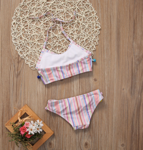 Coco Pastel Stripe Pom Pom Bikini