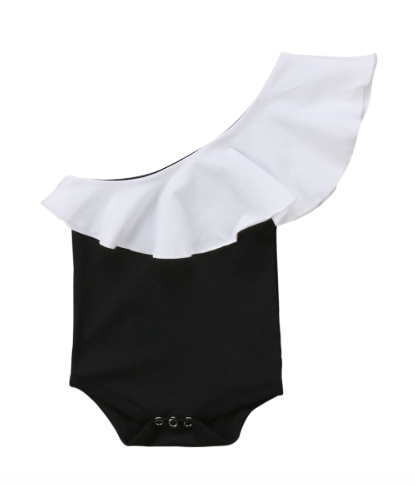 Diana Black & White One Shoulder Leotard