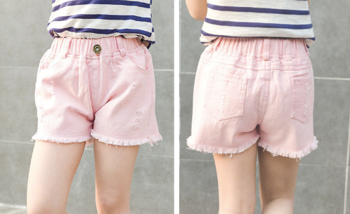 Babe Pink Destructed Denim Shorts