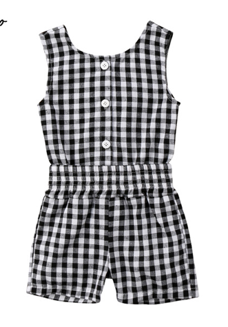 Betty Black White Gingham Cut Out Romper