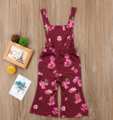 Liv Maroon Floral Bell Bottom Bib Jumper