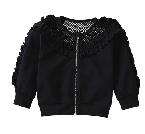 Meshy Black Ruffle Kids Jacket