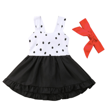 Spotty Dotty Black/White Red Halter Dress