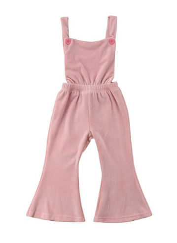 Brea Pink Velvet Bell Bottom Bib Jumper