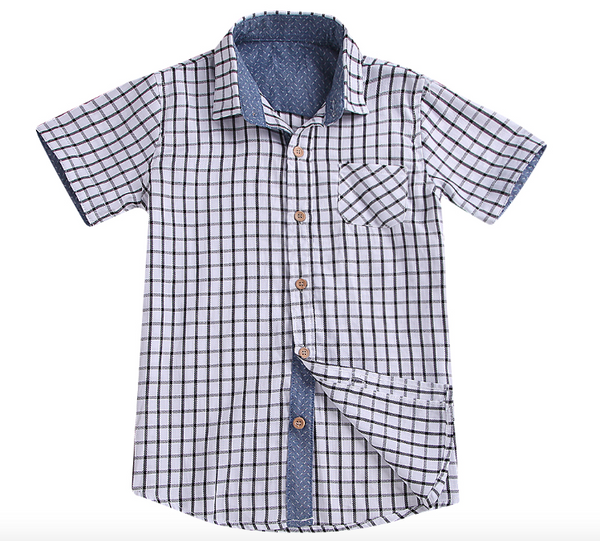 Jake Black & White Plaid Button Up Top