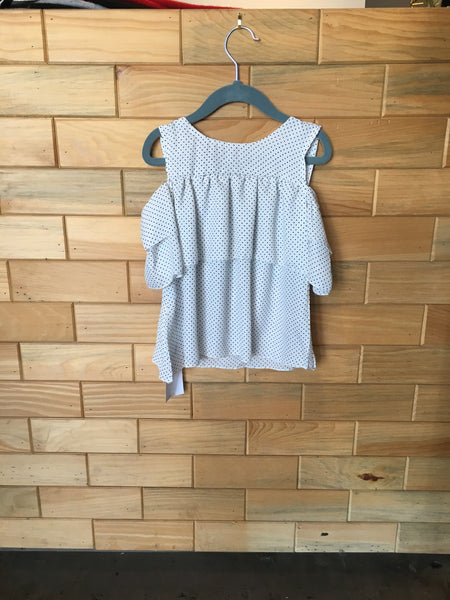 Mini Polka Dot Cold Shoulder Fashion Top