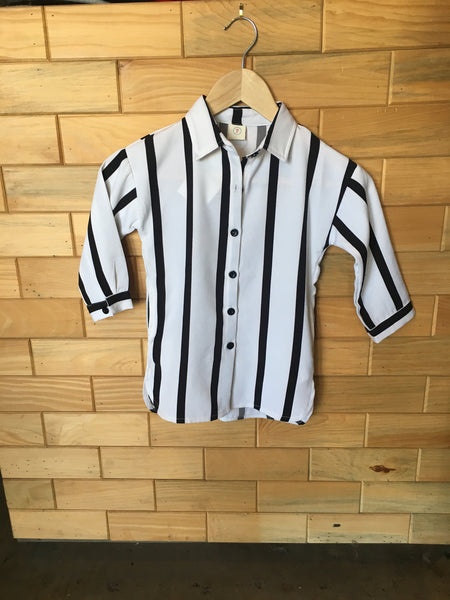 Zebs Stripe Black/White Button Down Fashion Top