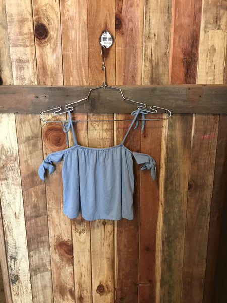 Light Blue  Cold Shoulder Top